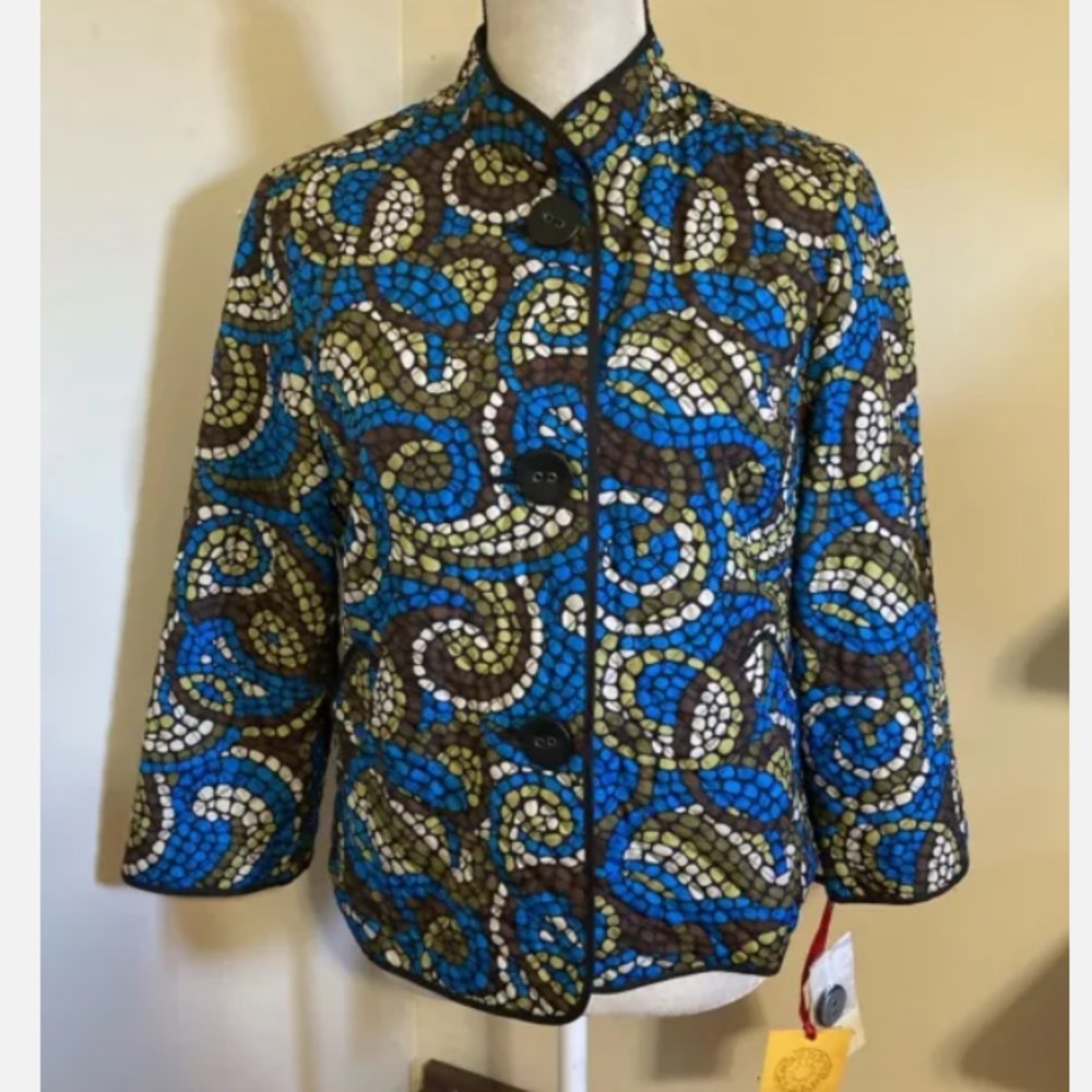 10-4 Ruby Rd Jacket Mosaic Brown Blue 10 NWT artsy